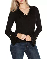 Flared Sleeve Johnny Collar Sweater