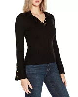 Flared Sleeve Johnny Collar Sweater