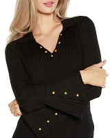 Flared Sleeve Johnny Collar Sweater