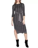 Lurex Ribbed Cable Sweater Dress