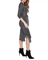 Lurex Ribbed Cable Sweater Dress