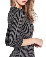 Lurex Ribbed Cable Sweater Dress