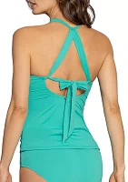 Solid Louise Wrap Tankini Swim Top