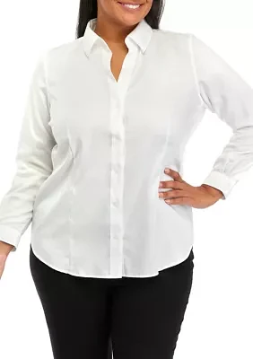 Plus Easy Care Button Front Shirt