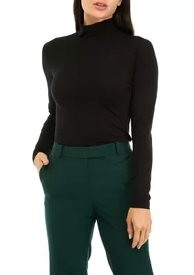 Petite Long Sleeve Jersey Turtleneck Blouse