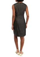 Women's Metallic Houndstooth Sheath Dress