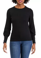 Women's Pleated Sleeve Sweater