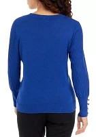 Petite Balloon Sleeve Mock Neck Sweater