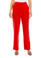 Petite High Rise Fly Front Wide Leg Pants