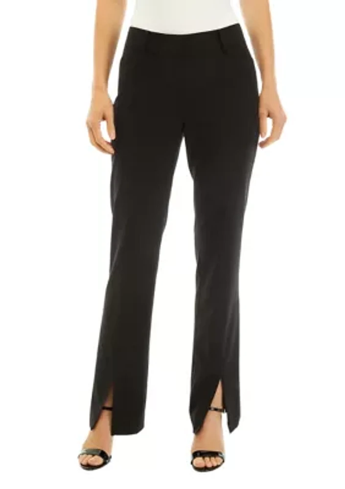 Women's Bi Stretch Seam Front Pants with Slit