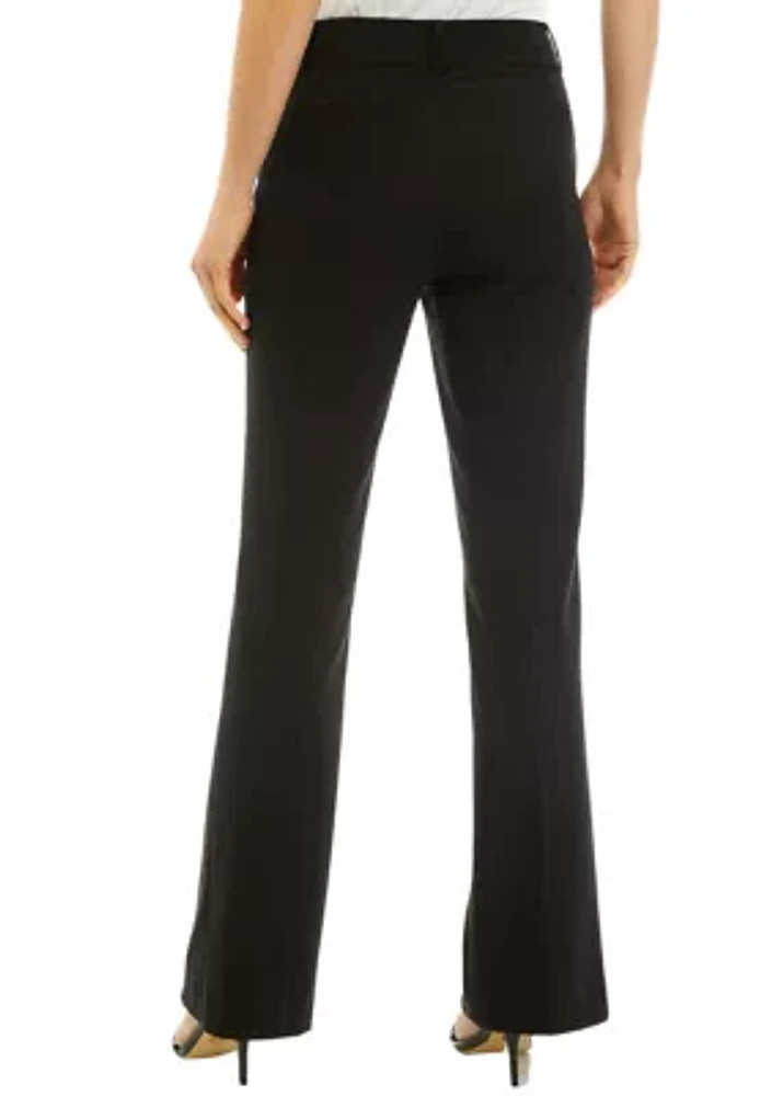 Women's Bi Stretch Seam Front Pants with Slit