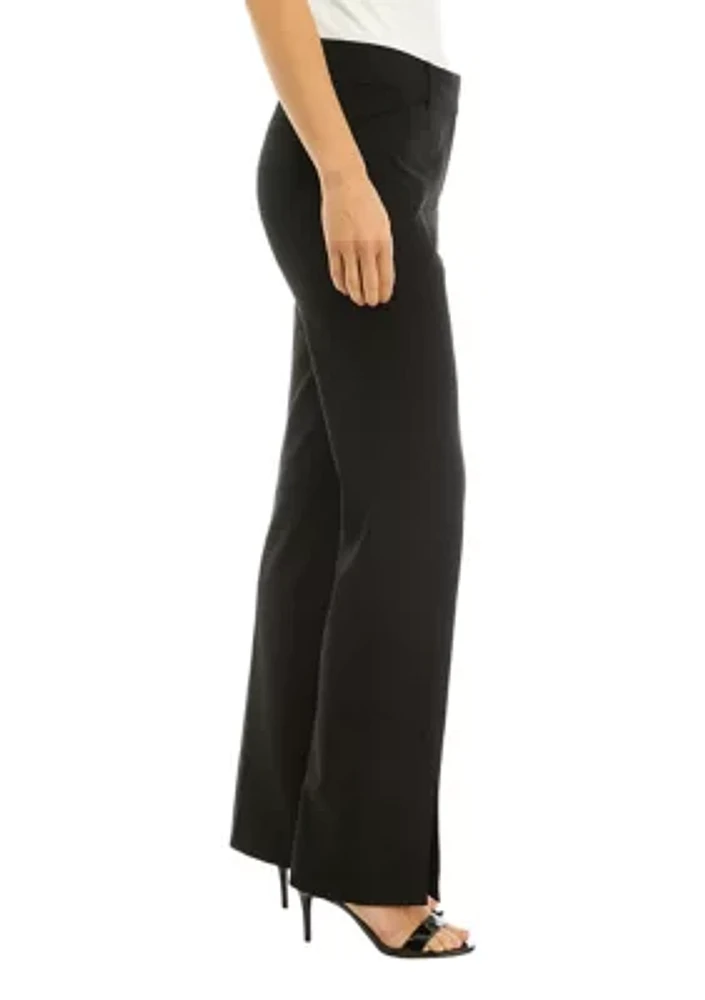 Women's Bi Stretch Seam Front Pants with Slit