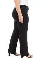 Plus Fly Front Seam Pants with Slit