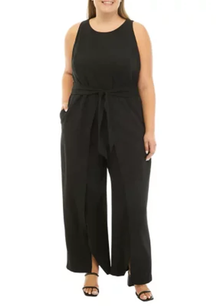 Plus Crepe Belted Jumpsuit