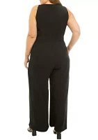 Plus Crepe Belted Jumpsuit