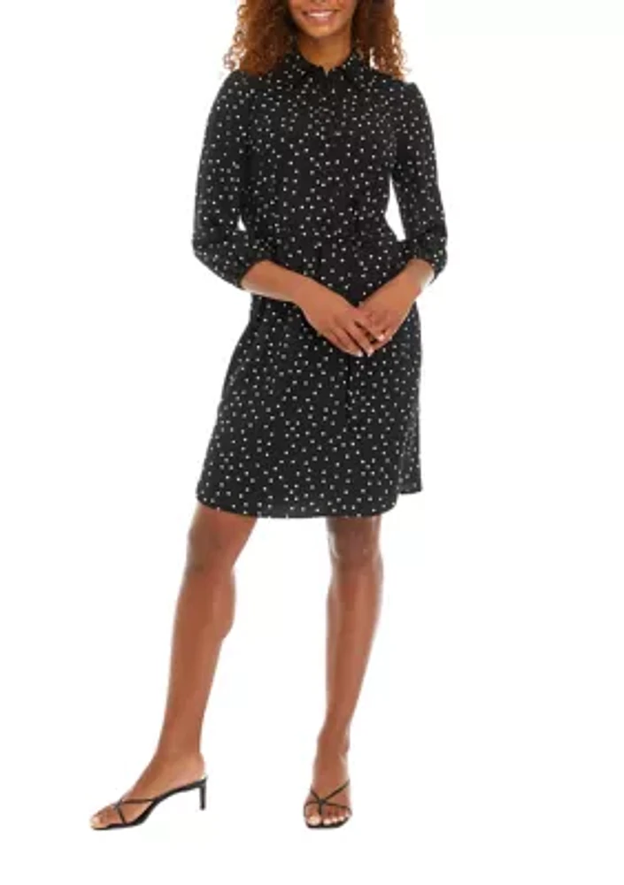 Women's Dot Print Belted Shirtdress