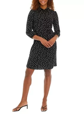 Women's Dot Print Belted Shirtdress