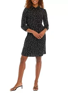 Women's Dot Print Belted Shirtdress