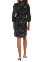 Women's Dot Print Belted Shirtdress