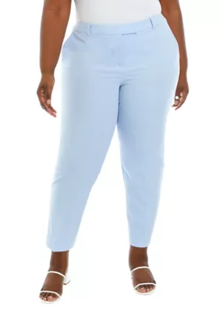 Plus Fly Front Extended Tab Slim Pants