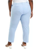 Plus Fly Front Extended Tab Slim Pants