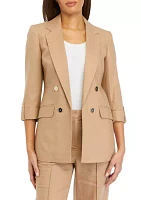 Women's Linen Faux Double Breasted Jacket