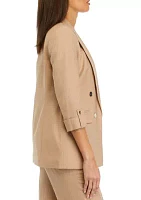 Women's Linen Faux Double Breasted Jacket