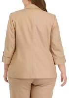 Plus Linen Faux Double Breasted Jacket