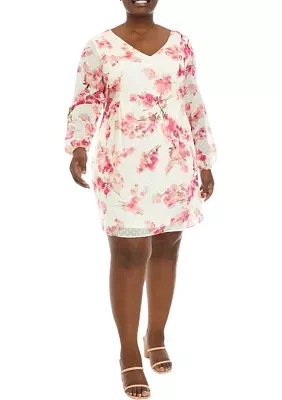 Plus Floral Print Tie Back Dress