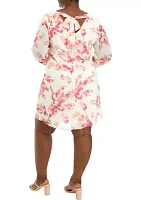 Plus Floral Print Tie Back Dress