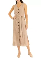 Women's Sleeveless Pocket Detail Shirtdress