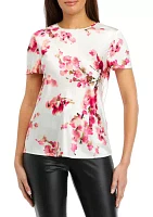 Petite Floral Print Short Sleeve T-Shirt