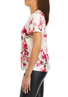 Petite Floral Print Short Sleeve T-Shirt