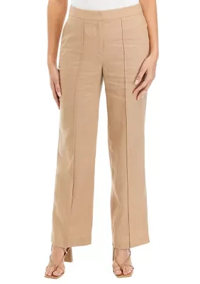 Petite High Rise Fly Front Pintuck Pants