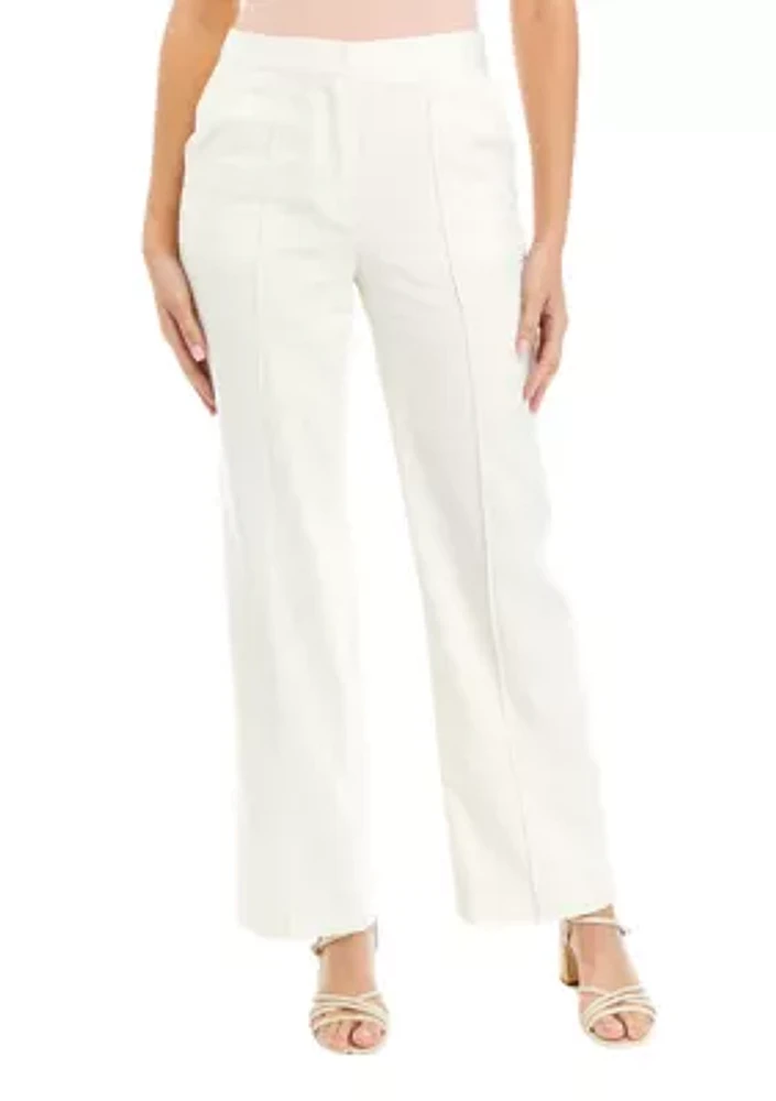 Women's Linen Pintuck Wide Leg Pants