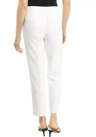 Petite Crepe Fly Front Slim Ankle Pant