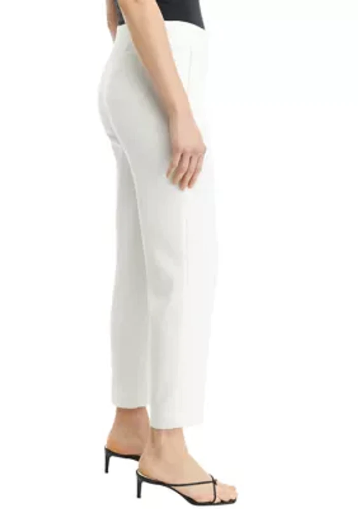 Petite Crepe Fly Front Slim Ankle Pant