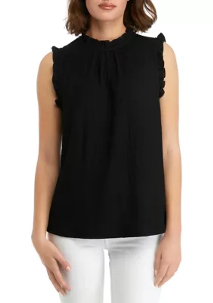 Women's Textured Wave Knit Ruffle Top