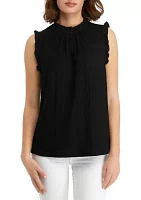 Women's Textured Wave Knit Ruffle Top