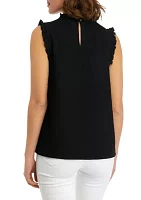 Women's Textured Wave Knit Ruffle Top