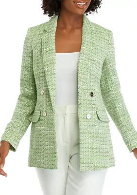 Women's Four Button Notch Collar Tweed Jacket