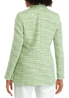 Women's Four Button Notch Collar Tweed Jacket