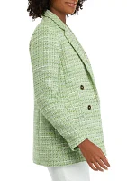 Women's Four Button Notch Collar Tweed Jacket