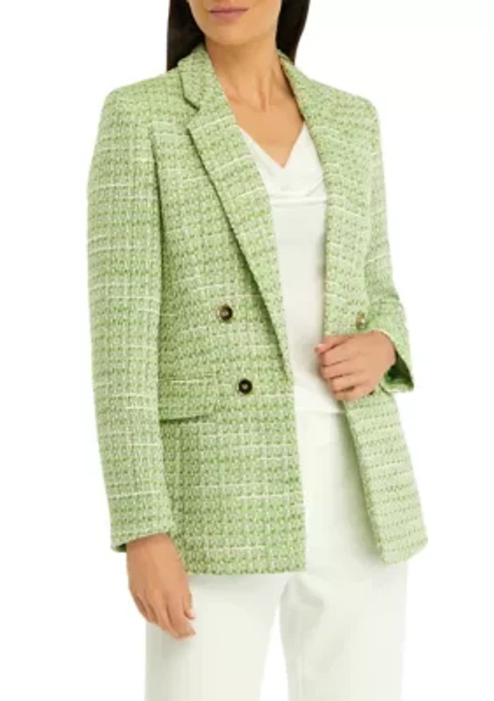 Petite Tweed Faux Double Breasted Jacket