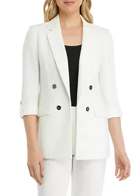 Women's Four Button Notch Faux Double Breasted Jacket