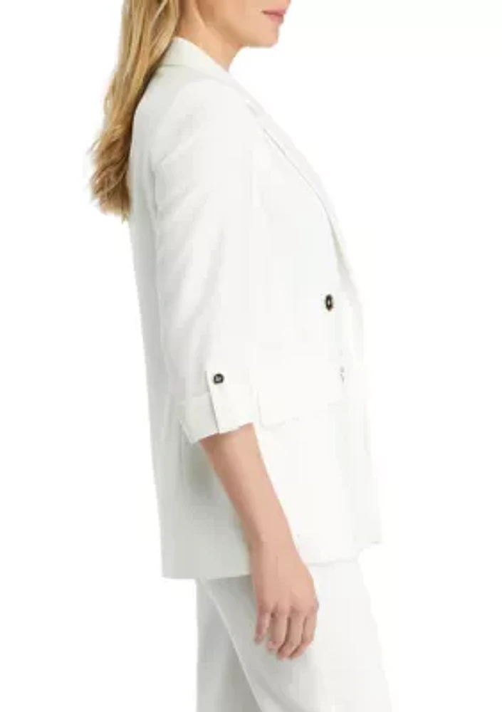 Women's Four Button Notch Faux Double Breasted Jacket