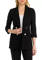 Women's Four Button Notch Faux Double Breasted Jacket