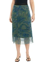 Women's Swirl Print Mesh Pull On Skirt