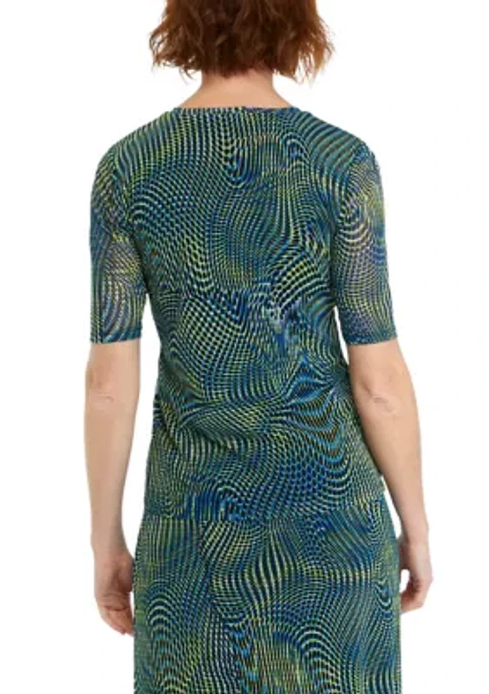 Women's Swirl Print Short Sleeve Mesh T-Shirt