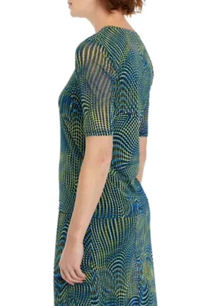 Women's Swirl Print Short Sleeve Mesh T-Shirt